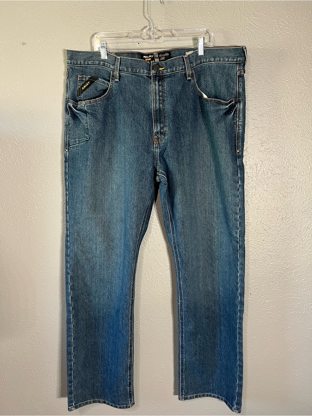 Ariat Rebar M4 DuraStretch Relaxed Boot Jeans Mens 42x34 Medium Wash Denim